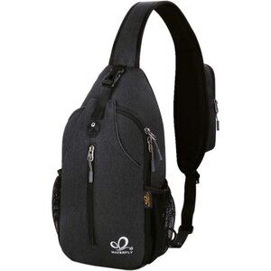Crossbody‎ Sling Backpack - Travel Hiking Chest Bag Daypack, Black